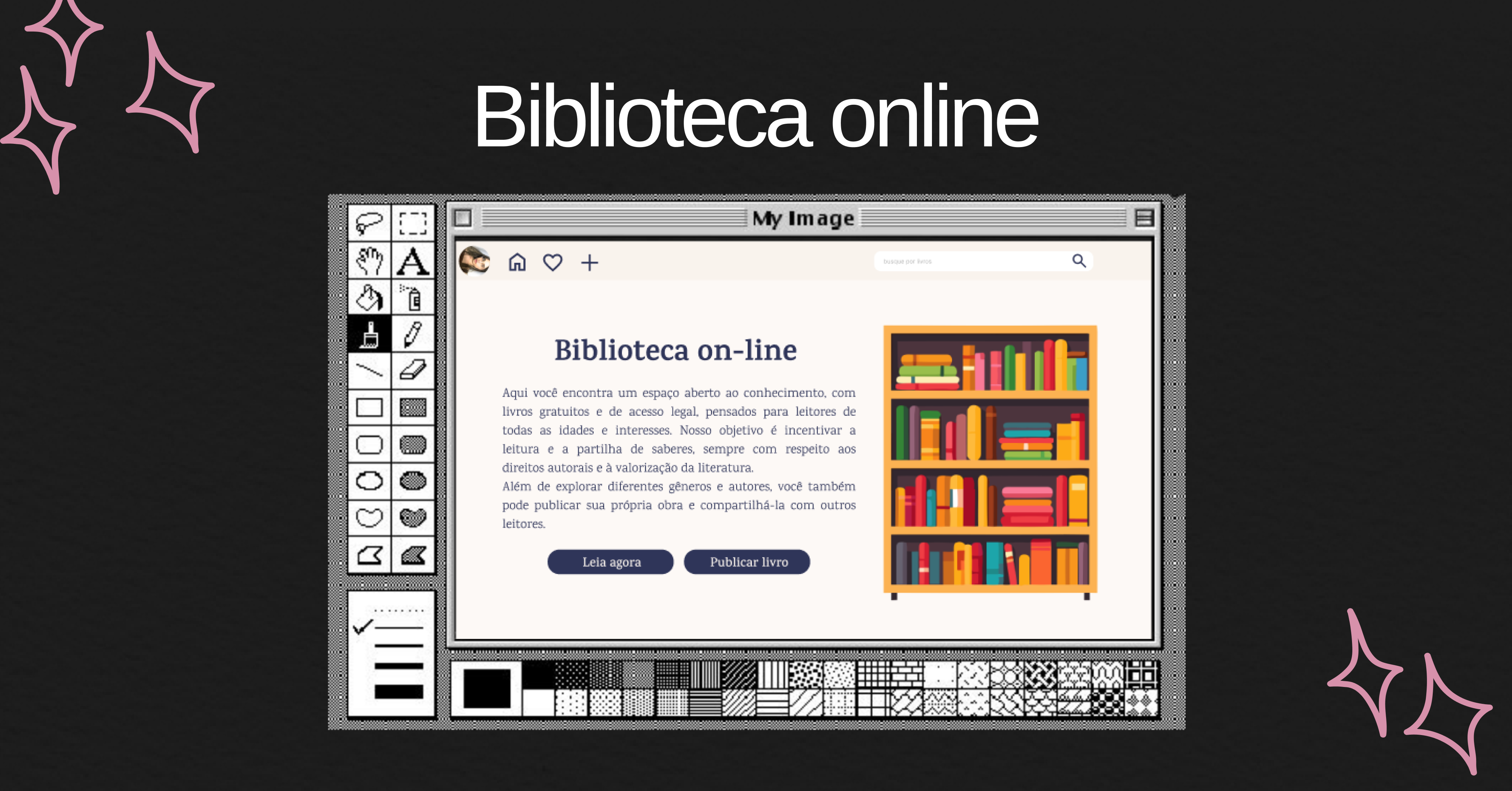 Site Institucional de Biblioteca Online desenvolvida por Lara Costa
