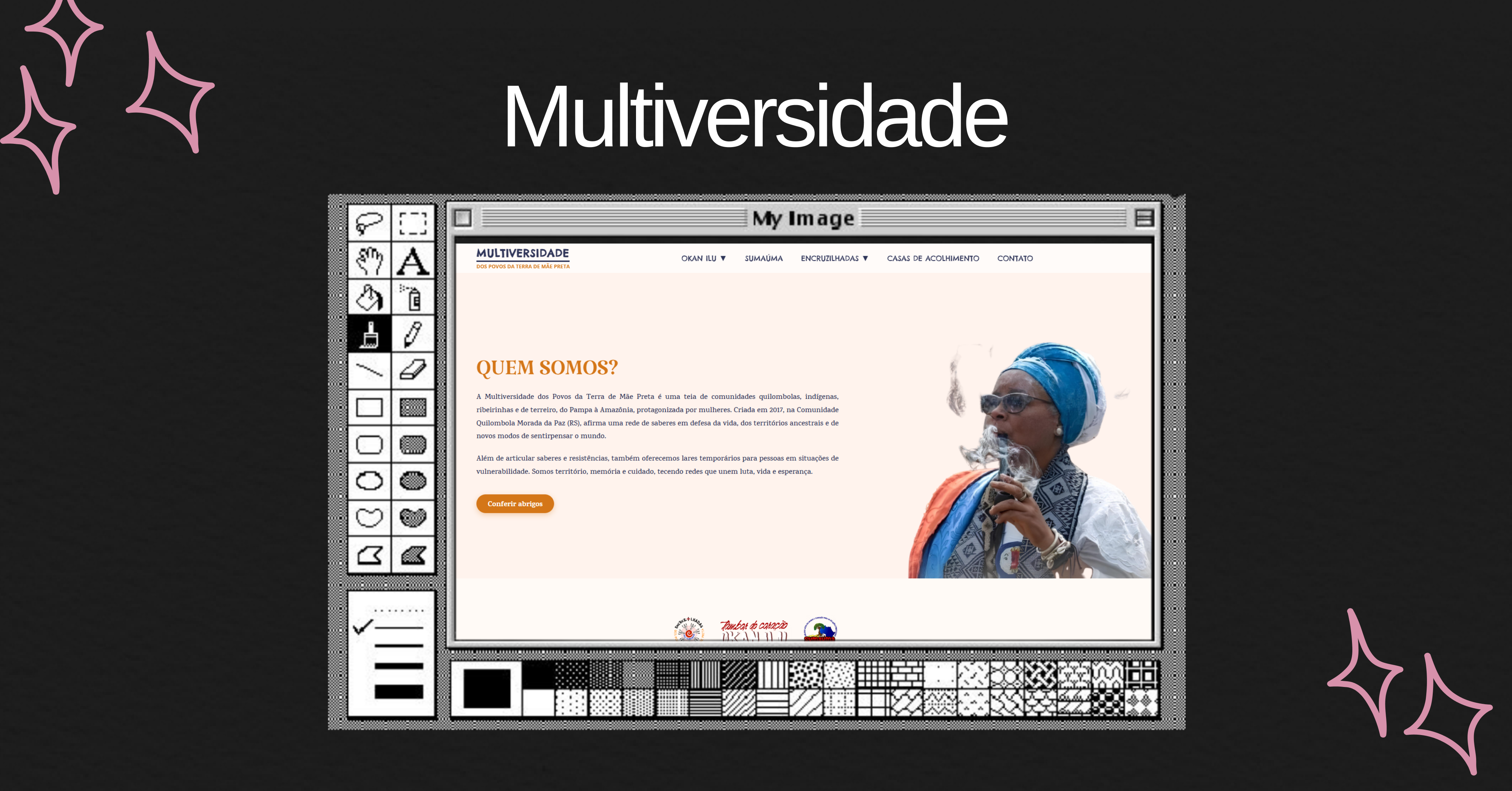 Site Institucional do Projeto Multiversidade Mãe Preta desenvolvida por Lara Costa
