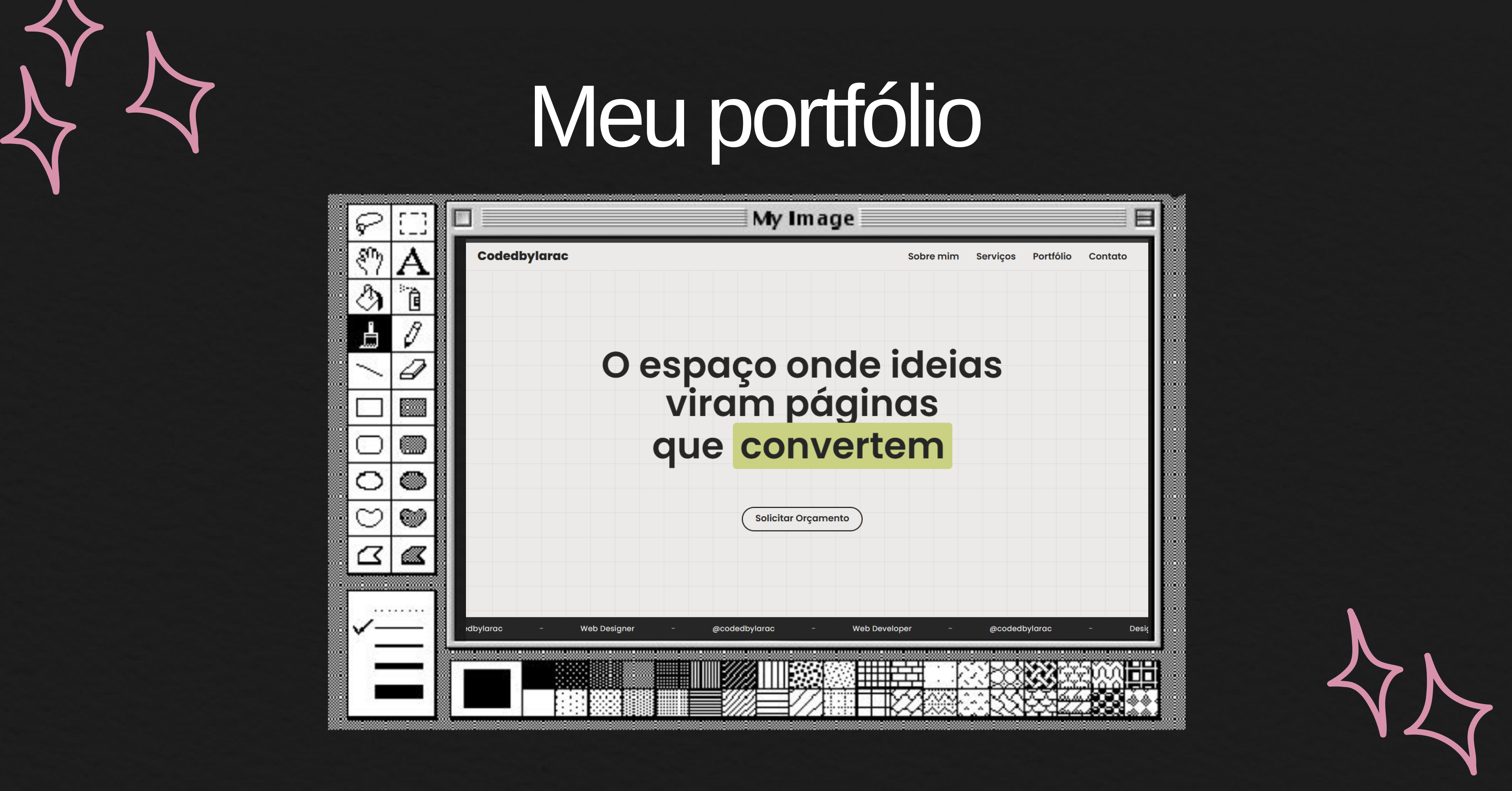 Landing Page do meu portfólio desenvolvido por Lara Costa