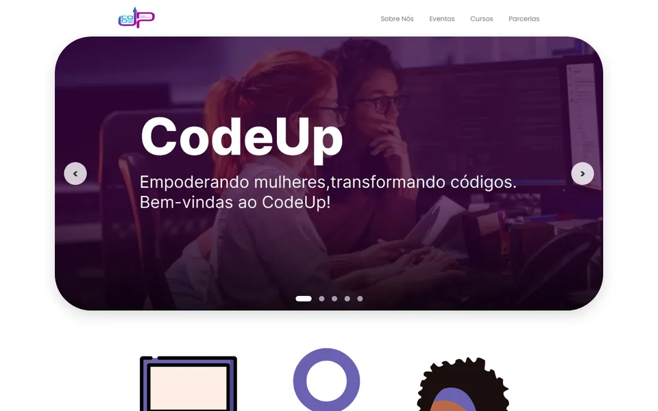 Página inicial do site CodeUp